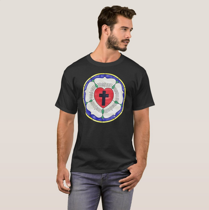 Luther Rose Stained Glass Window T-Shirt - The Lutheran Store